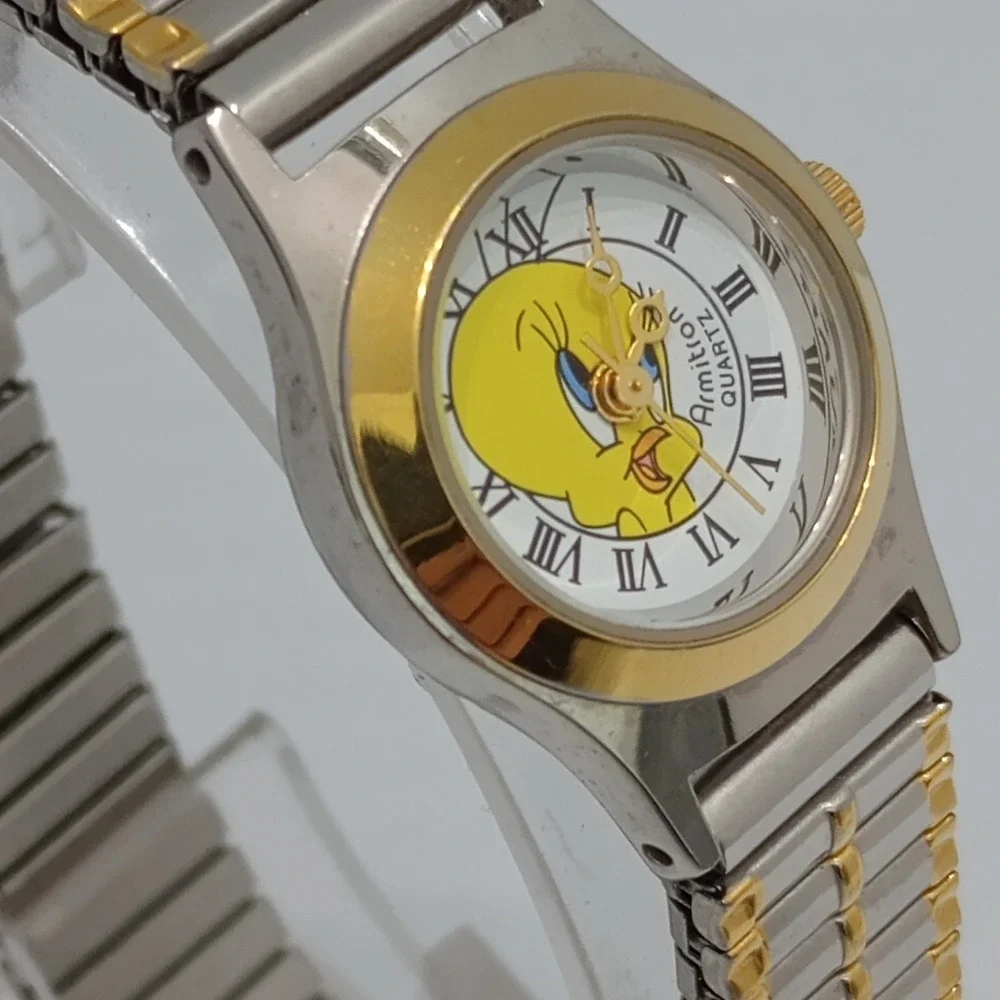 Tweety Bird 1990's Armitron Watch damaged Two Tone Stretch  Warner Bro New Batte